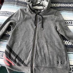 NWOT women’s under armour sweatshirt, size small, grey with black&pink